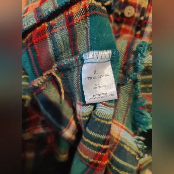 Oli & Hali Green Plaid Flannel Oversized Button-Up Shirt Sz XL - Picture 7 of 10